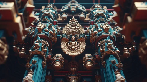 Detailed Temple Architecture with Sculptures