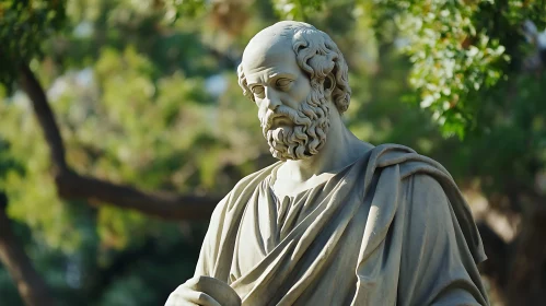 Bearded Man Statue in a Garden