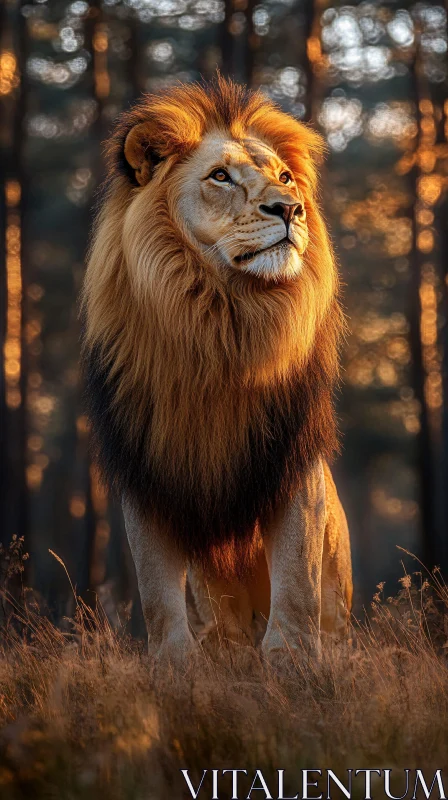 AI ART Lion in Golden Sunset