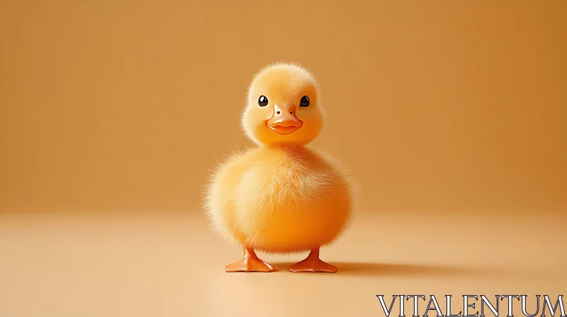 Charming Yellow Duckling Portrait AI Image