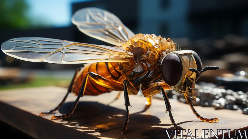 Bee Mimicking Bird in Amber Light - Urban Nature Art AI Image