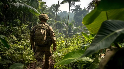 Military Personnel in Dense Forest