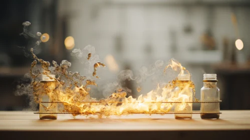 Captivating Fire Art: Liquid Bottles Engulfed in Flames | Photorealistic Rendering