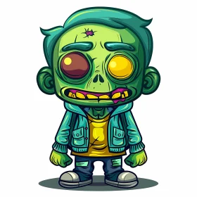 Cartoon Illustration of a Zombie Boy