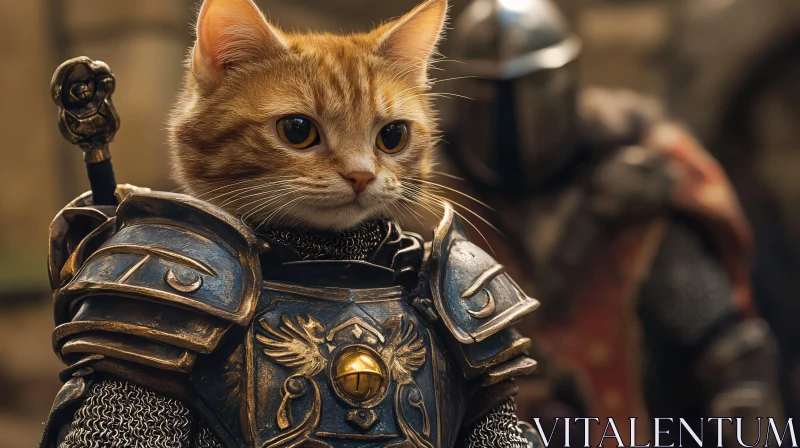 Feline Warrior in Armor AI Image