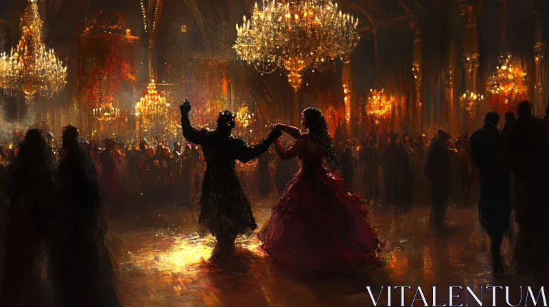 Couple Dancing in Grand Ballroom AI Image