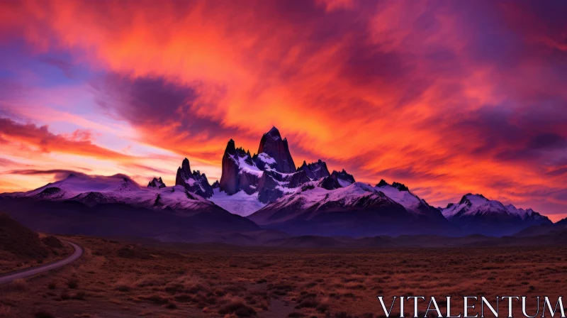 Epic Sunset Over Chilean Desert Mountains AI Image