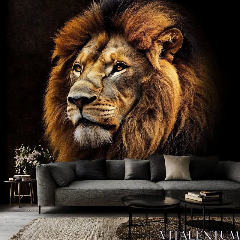 AI ART Majestic Lion in Modern Interior