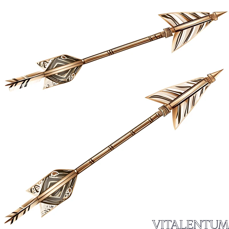 AI ART Antique Golden Arrow Pair Illustration