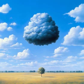 Solitary Tree in Golden Field