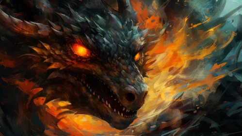 Fiery Dragon - Detailed Fantasy Art Illustration
