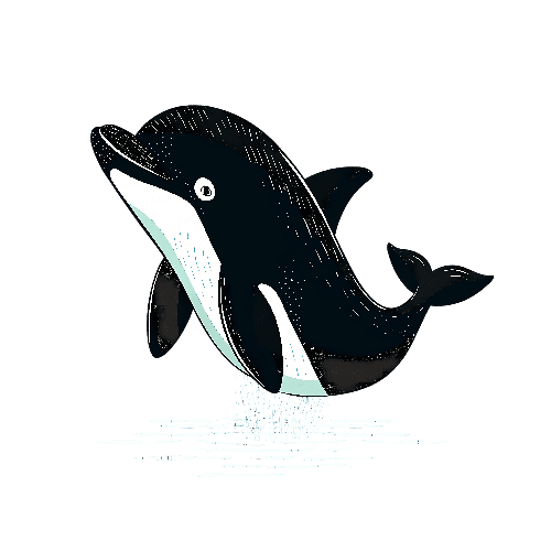 Joyful Cartoon Dolphin Leaping - Simple Black and White Drawing