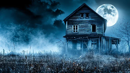 Mysterious Haunted House in a Dark and Moody Landscape