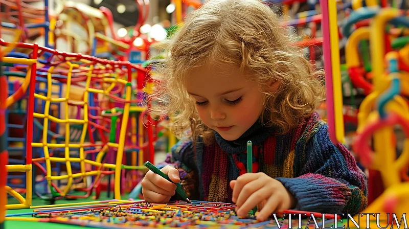 Child's Play: A Moment of Artistic Focus AI Image