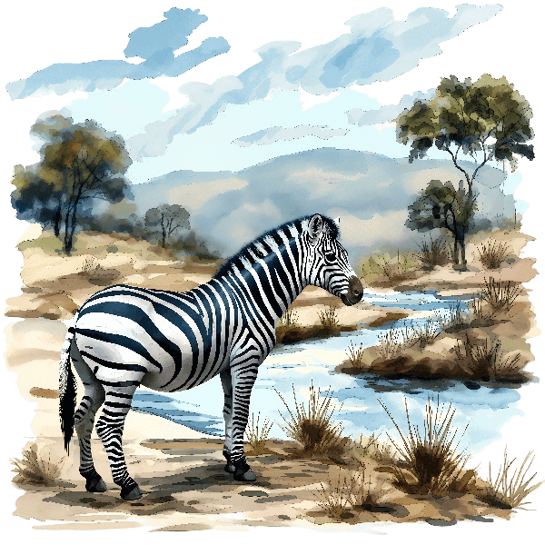 Zebra by the Stream Art