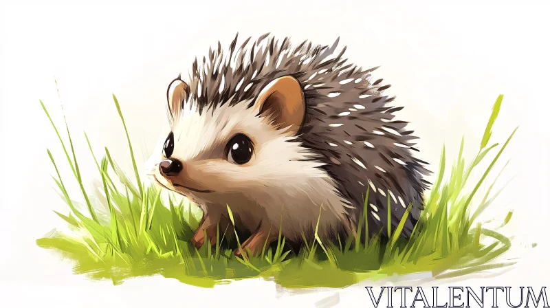 AI ART Adorable Hedgehog in Grass Art