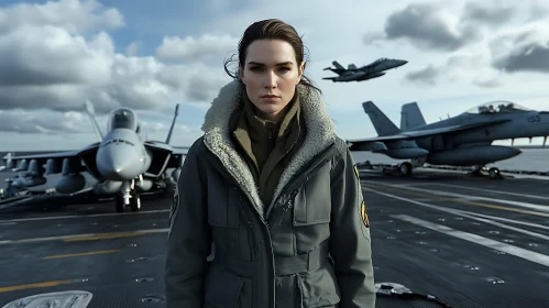 Woman on a Navy Aircraft Carrier