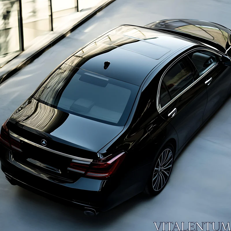 High Angle View of Polished Black Sedan AI Image