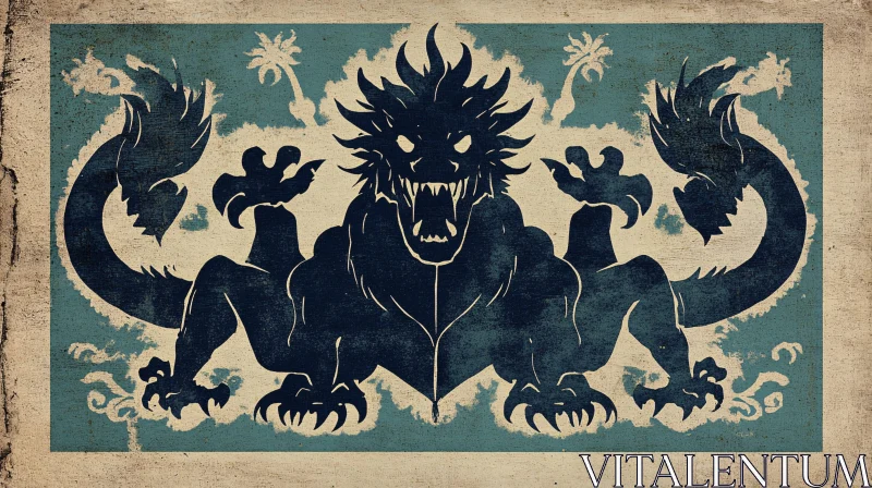 Stylized Dragon Art Vintage Design AI Image