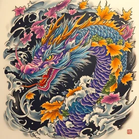 Mythical Dragon in Oriental Art Style