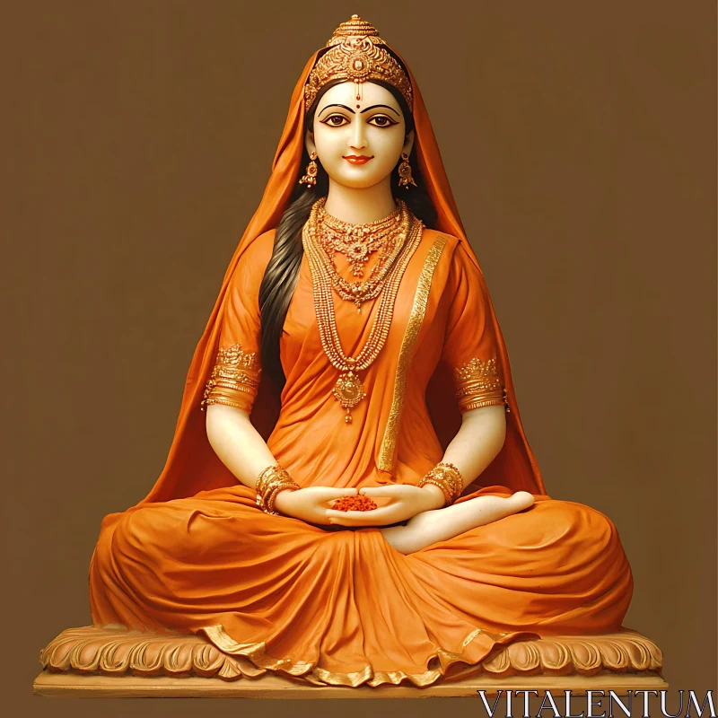 Serene Goddess in Meditative Pose AI Image