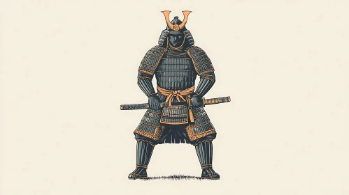 Armored Samurai Warrior with Sword