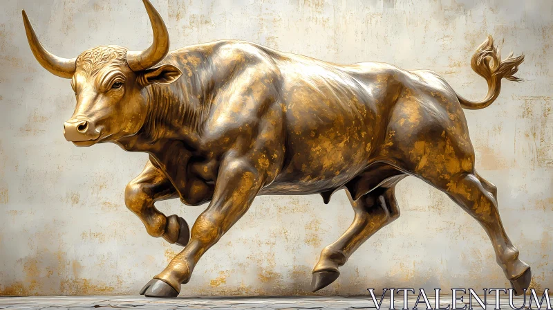 Dynamic Bull Sculpture in Bronze AI Image