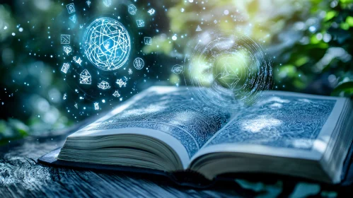 Glowing Spellbook with Magical Symbols
