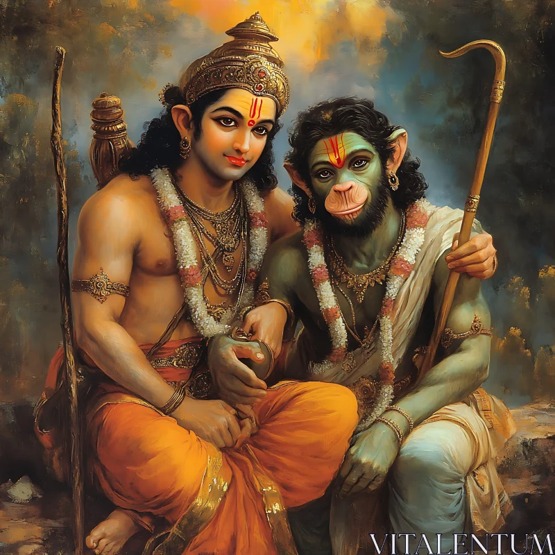 Illustrious Image of Ram and Hanuman AI Image