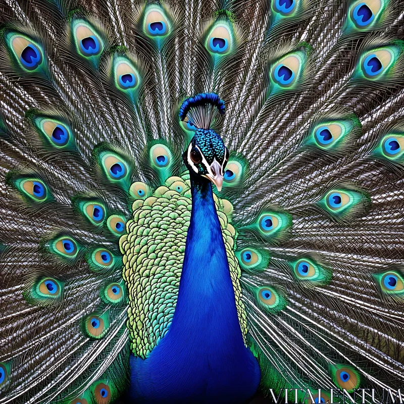 Peacock's Colorful Feather Display AI Image