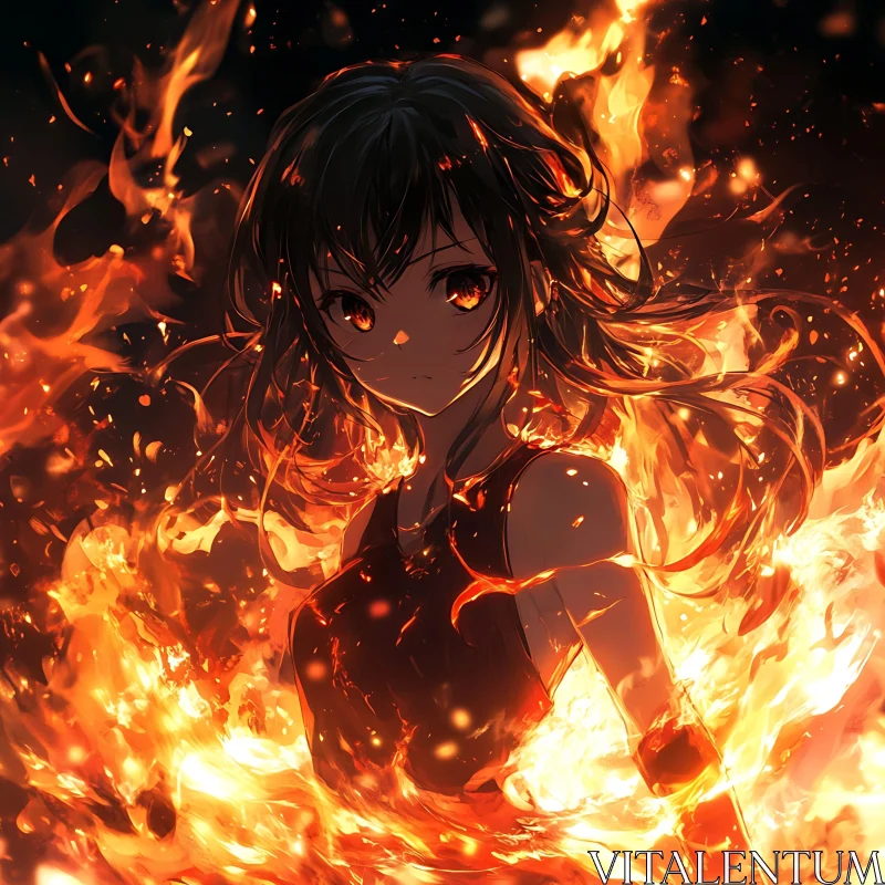 Fiery Anime Character Illustration AI Image