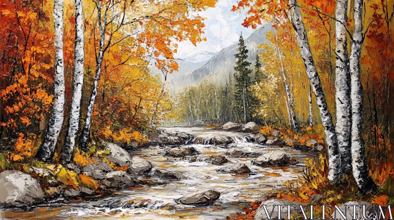 AI ART Peaceful Fall River Scene