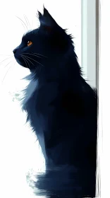 Mystical Black Cat Profile Art