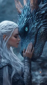 Intimate Moment: Woman and Dragon Portrait