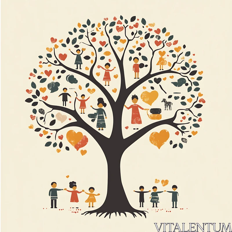 AI ART Stylized Family Tree Illustration