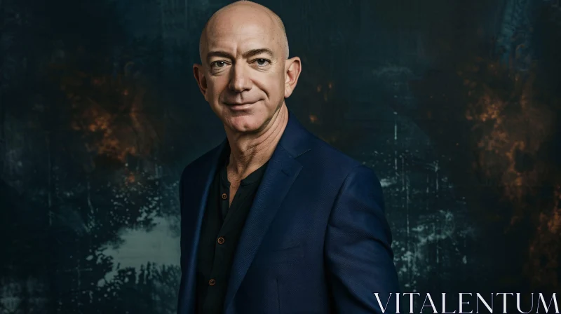 AI ART Jeff Bezos in a Dark Navy Suit