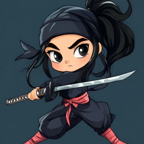 Stylized Ninja Warrior with Sword