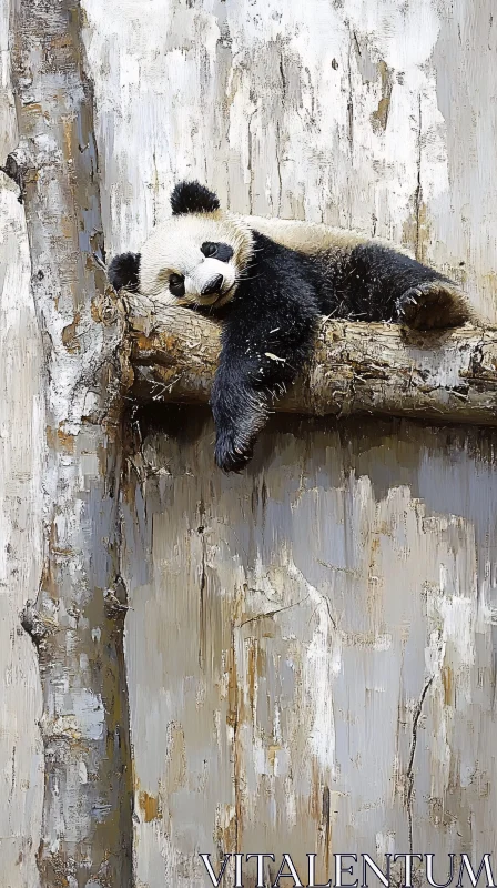 Panda Relaxing on Tree AI Image