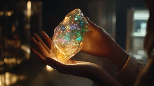 Glowing Crystal in Hand