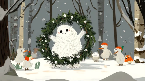 Winter Holiday Fluffy Creature and Friends