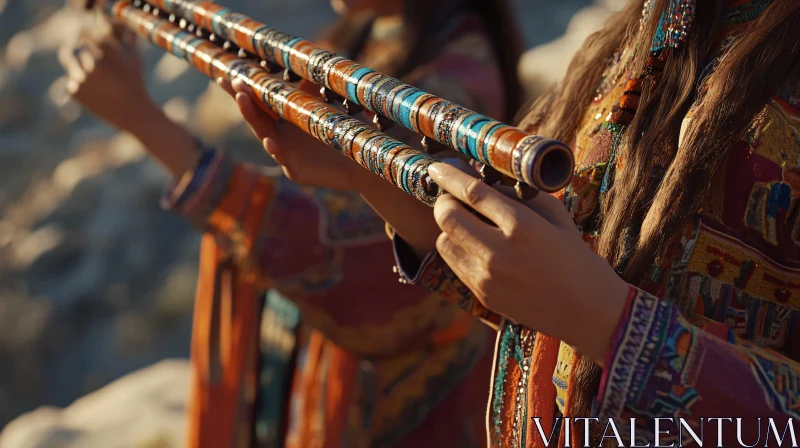 Ornate Flutes and Traditional Garb AI Image