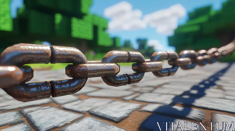 Aged Chain Minecraft Landscape AI Image