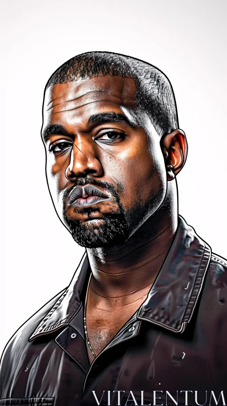 Detailed Kanye West Portrait Art AI Image