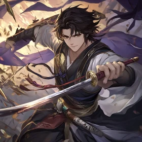 Man with Sword Anime Style