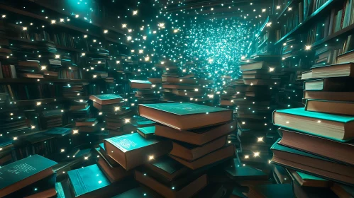 Enchanted Library with Sparkling Lights