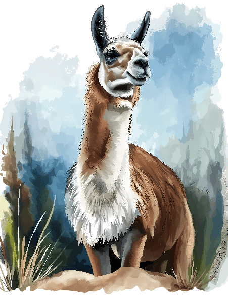 POD Design Elegant Llama Illustration for T-Shirt Design