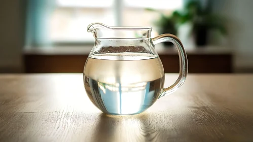 Water Pitcher on Wooden Table