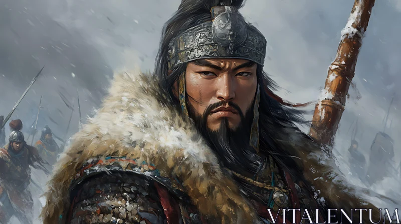 Portrait of a Battle-Hardened Asian Warrior AI Image