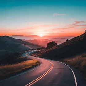 Winding Road at Sunset
