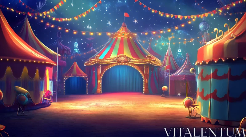 AI ART Whimsical Carnival Tents Under Starlight